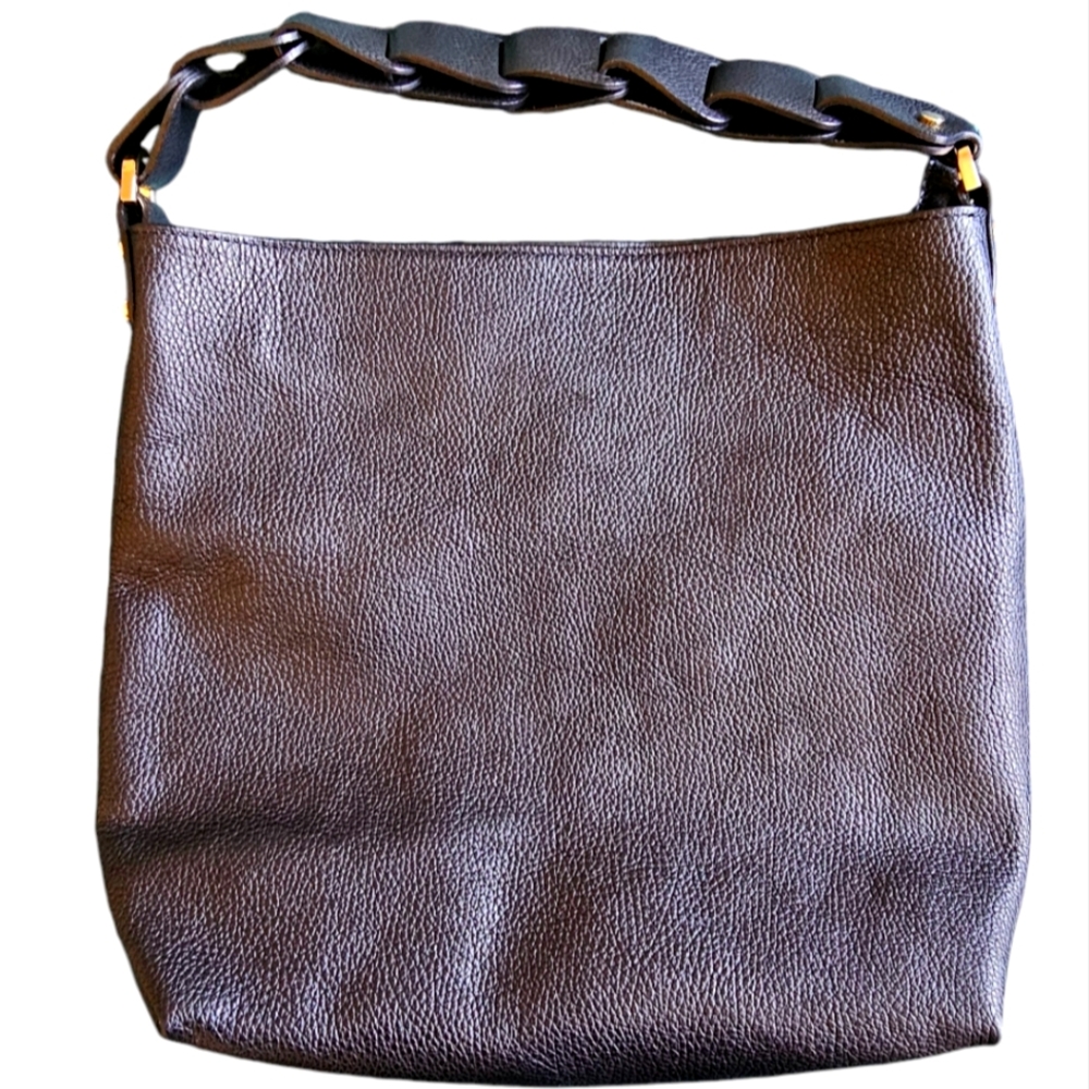 Borse in pelle made in Italy black leather shoulder bag with interesting‎ strap